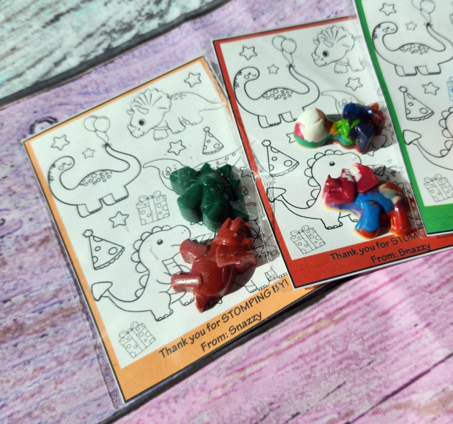 Dinosaur Crayon Party Favors with Coloring Page | Kids Craft Kit | Party Favor | School Goodie Bag | Kids Art Activity