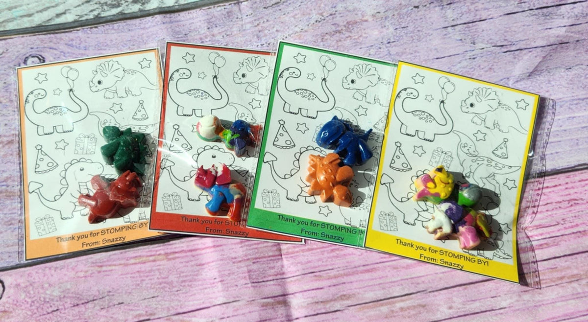 Dinosaur Crayon Party Favors with Coloring Page | Kids Craft Kit | Party Favor | School Goodie Bag | Kids Art Activity