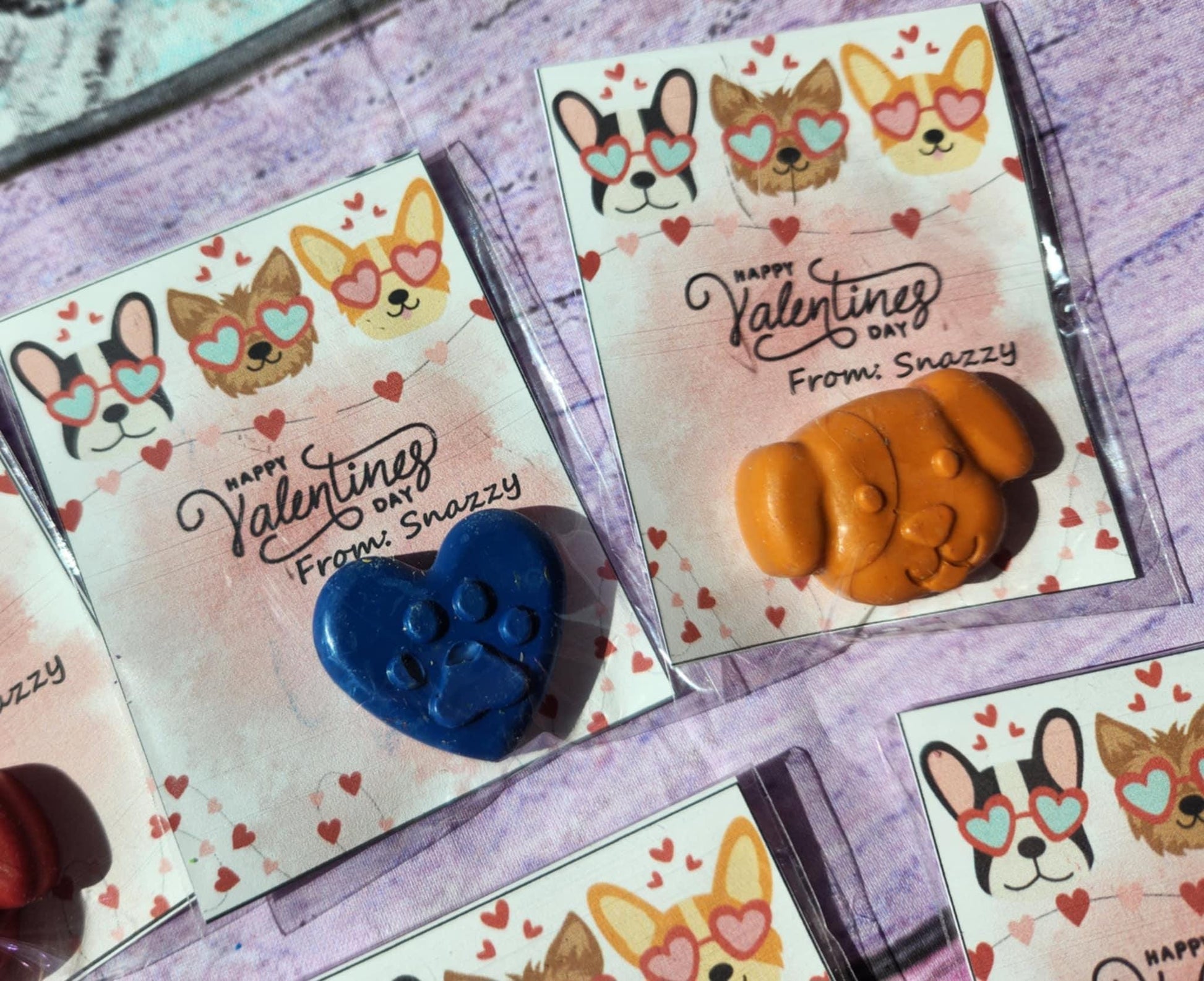Dog Valentine’s Day Cards with Crayons | Personalized Kids Valentines | Classroom Valentine Handouts | Non Candy Valentines