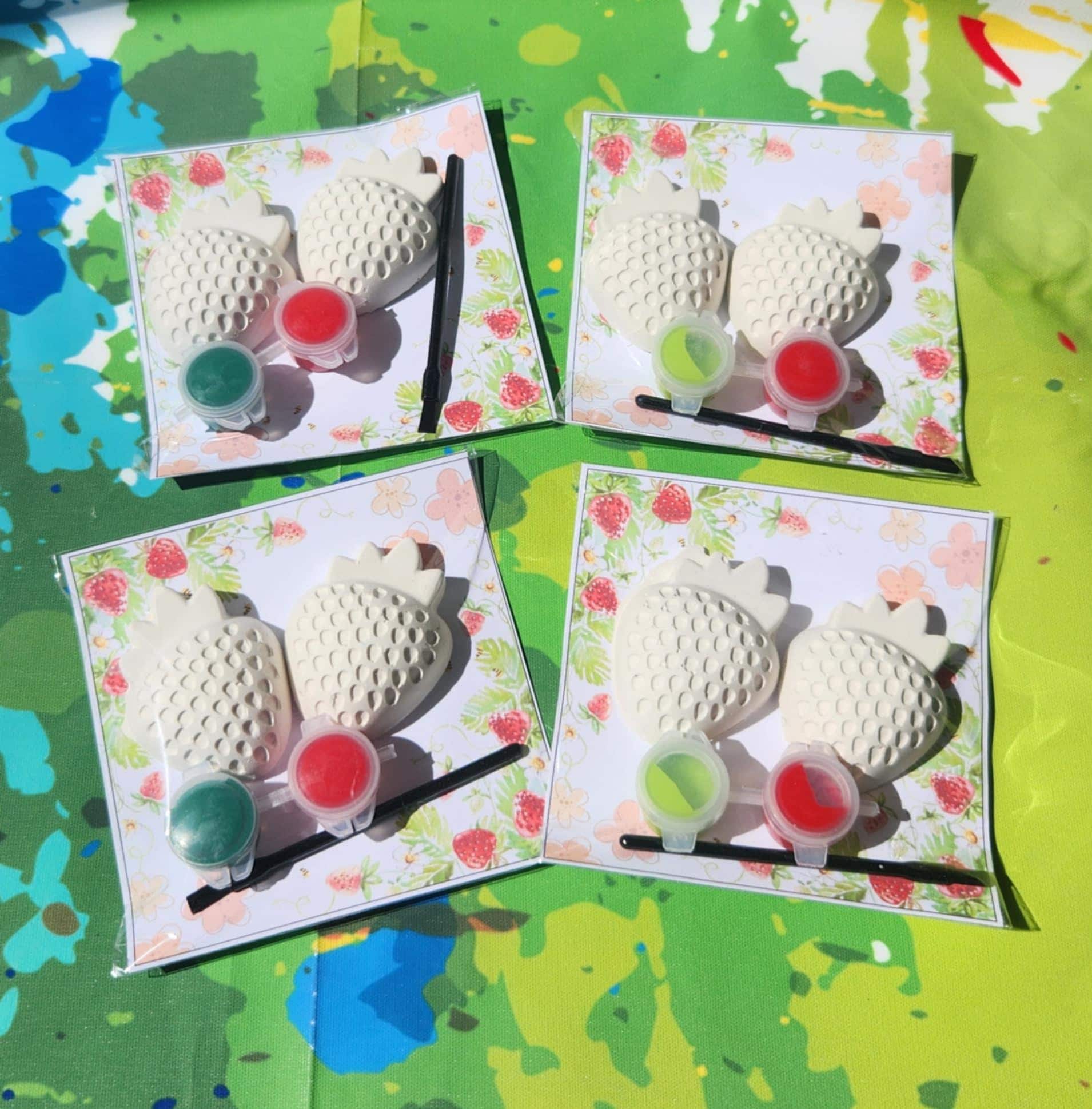 Strawberry Paint Your Own Kit, Strawberry Party Favor, Berry First Birthday Activity, DIY Kids Craft, Non Candy Thank You Gift