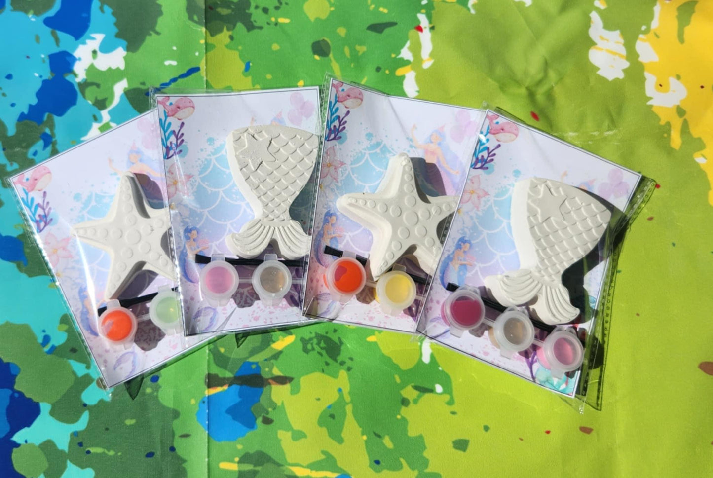 Mermaid Tails and Shell Plaster Paint Kits – DIY Party Favors for Kids, Under the Sea Birthday Craft Activity