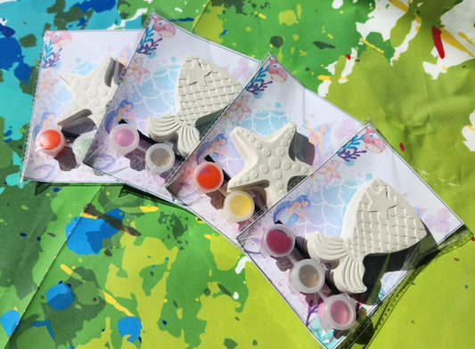 Mermaid Tails and Shell Plaster Paint Kits – DIY Party Favors for Kids, Under the Sea Birthday Craft Activity