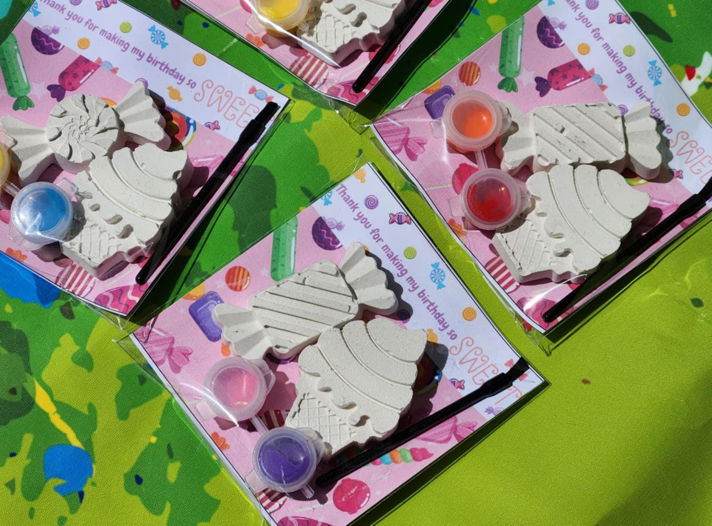 Ice Cream & Candy Birthday Party Favors | DIY Plaster Paint Kits | Kids Craft Activity | Ready to Paint Gifts | Thank You Party Favor