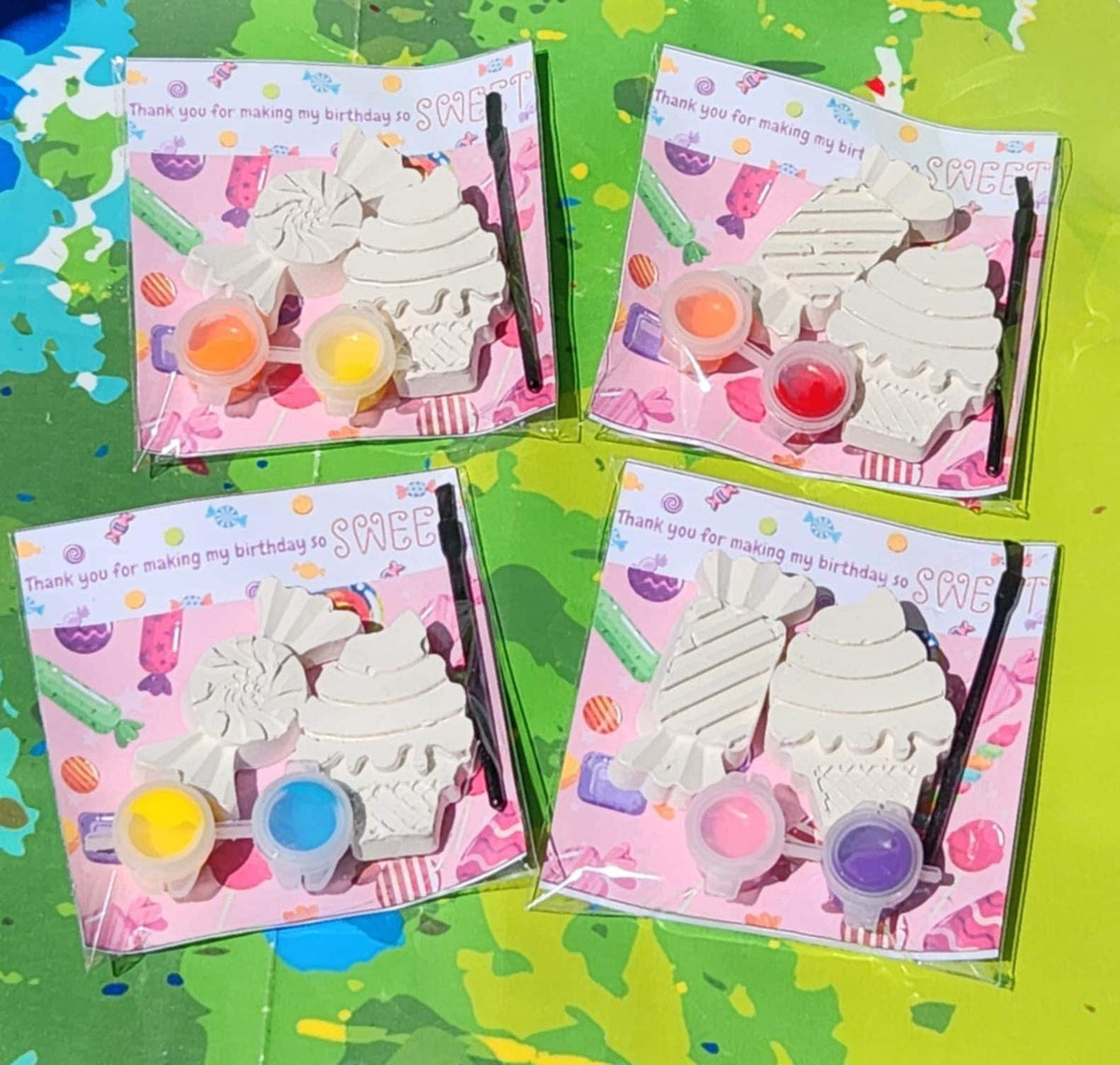 Ice Cream & Candy Birthday Party Favors | DIY Plaster Paint Kits | Kids Craft Activity | Ready to Paint Gifts | Thank You Party Favor