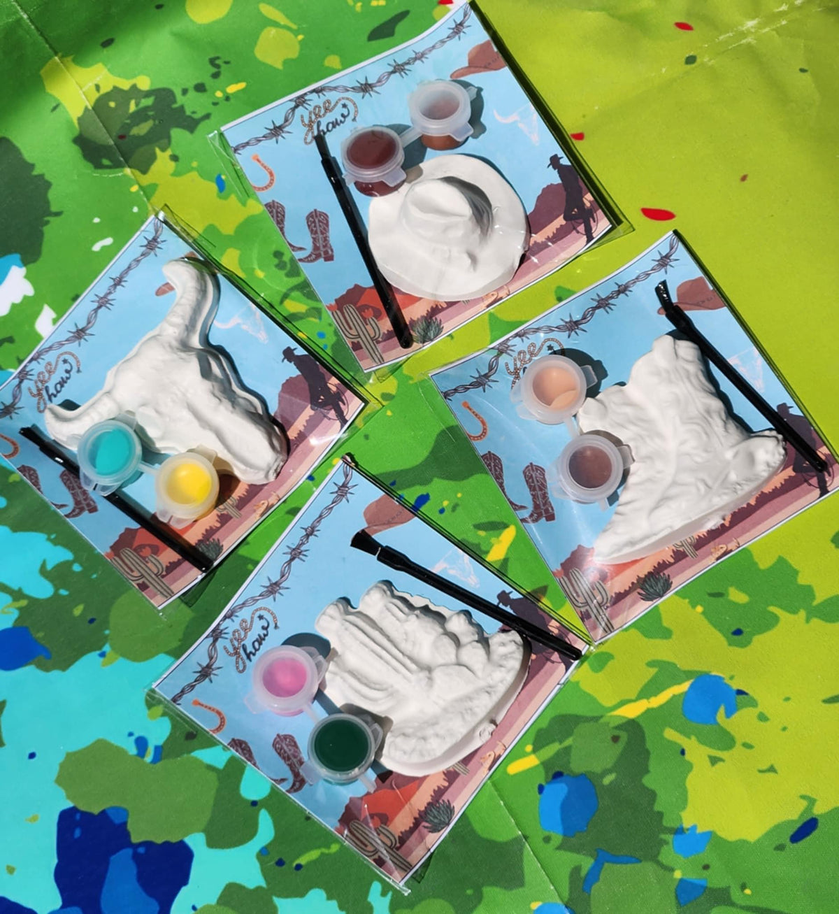 Western-Themed Plaster Paint Kits | Cowboy Party Favors | DIY Kids Activity | Birthday Party Keepsake | Wild West Painting Kit