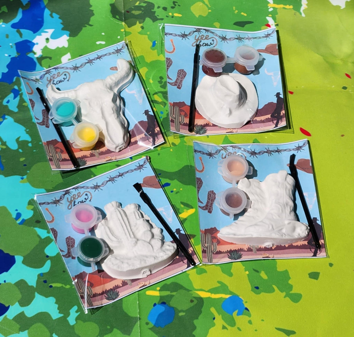 Western-Themed Plaster Paint Kits | Cowboy Party Favors | DIY Kids Activity | Birthday Party Keepsake | Wild West Painting Kit