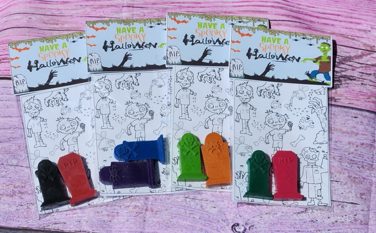 Zombie Crayon Coloring Kit: Halloween Party Favors, Goody Bag Fillers