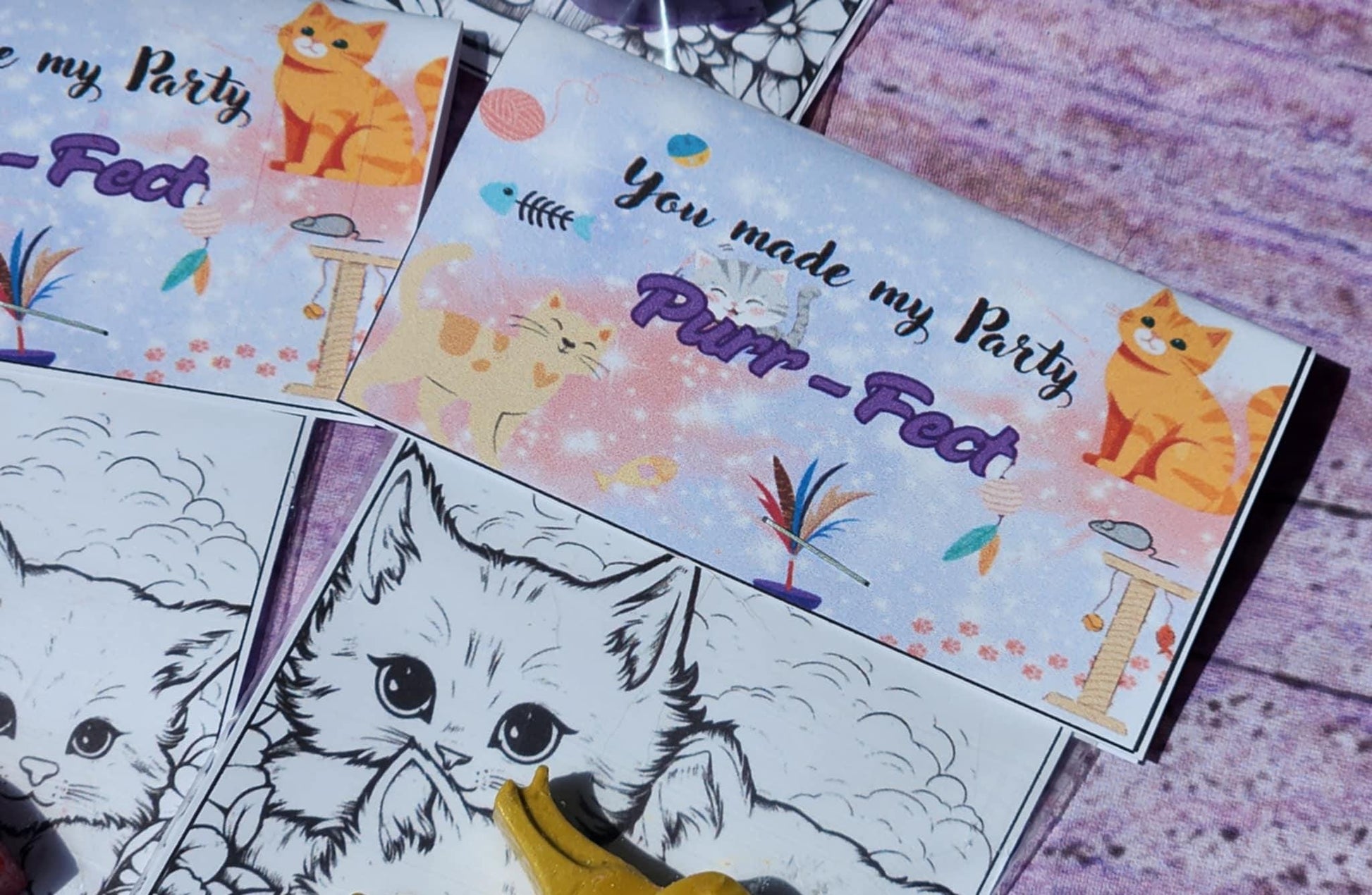 Kitty Party Favors l Adorable Cat Crayons, Classroom Handouts & Take-Home Gifts Thank you Handouts l Coloring l Kids Art l Cat Party