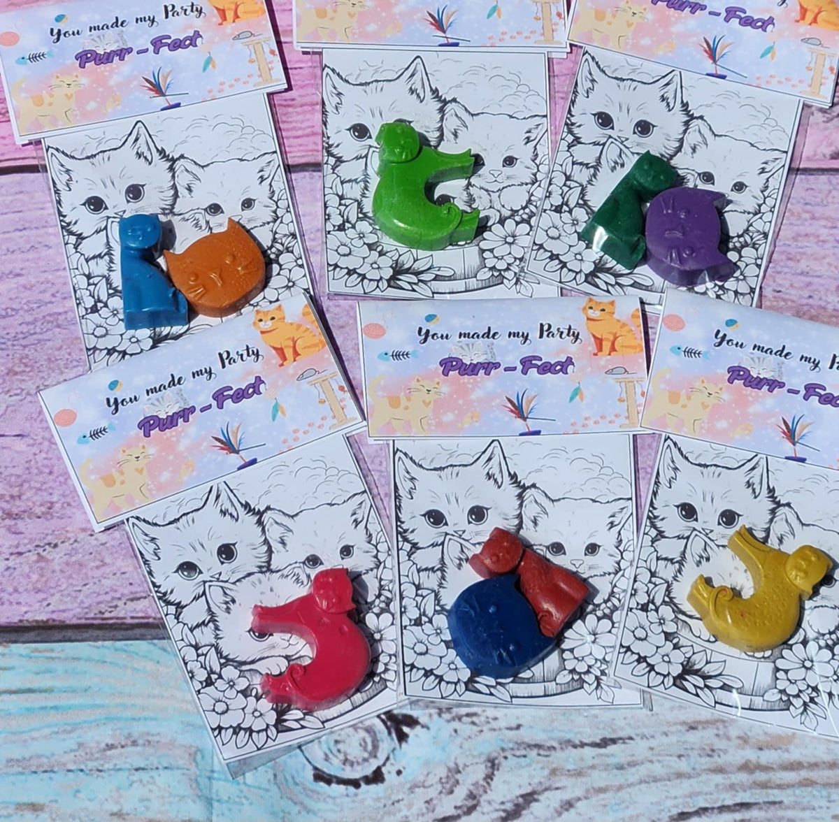 Kitty Party Favors l Adorable Cat Crayons, Classroom Handouts & Take-Home Gifts Thank you Handouts l Coloring l Kids Art l Cat Party