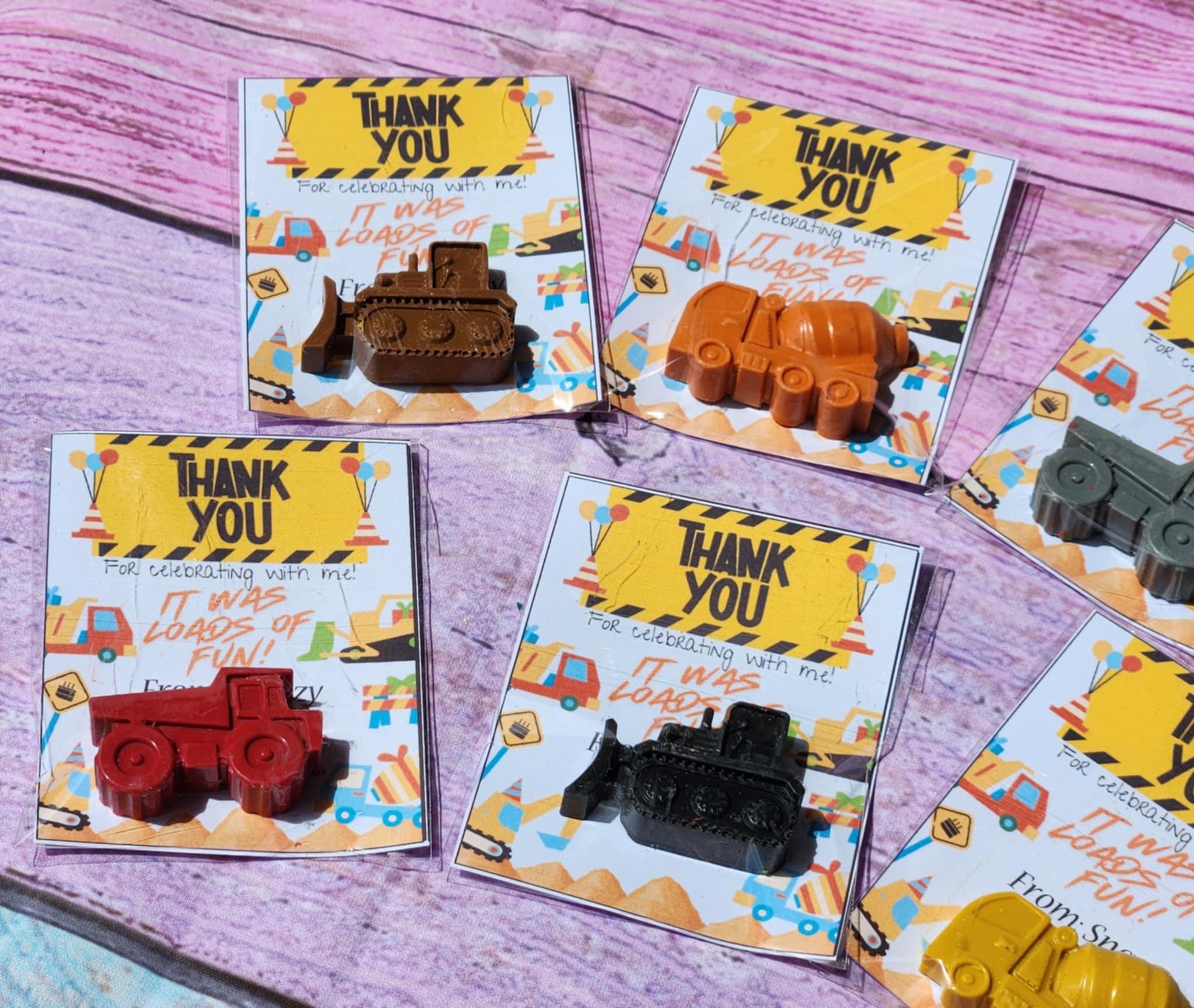 Construction Party Favors – Dump Truck Crayons | Birthday Party Gifts | Construction Themed Crayons - Personalized Cards