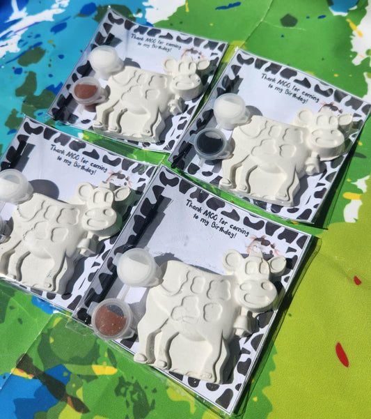 Cow Paint Kit Party Favor, Farm Birthday Craft, Barnyard Kids Activity Gift