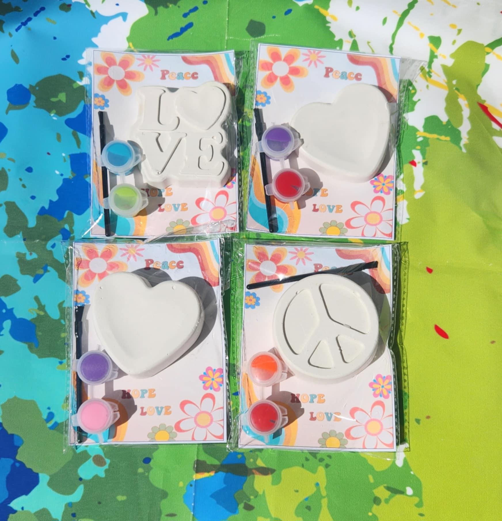 Hippie Themed Plaster Paint Kit Favors | DIY Kids Craft | Peace & Love Party | Groovy Birthday | Thank you Gifts - Favors