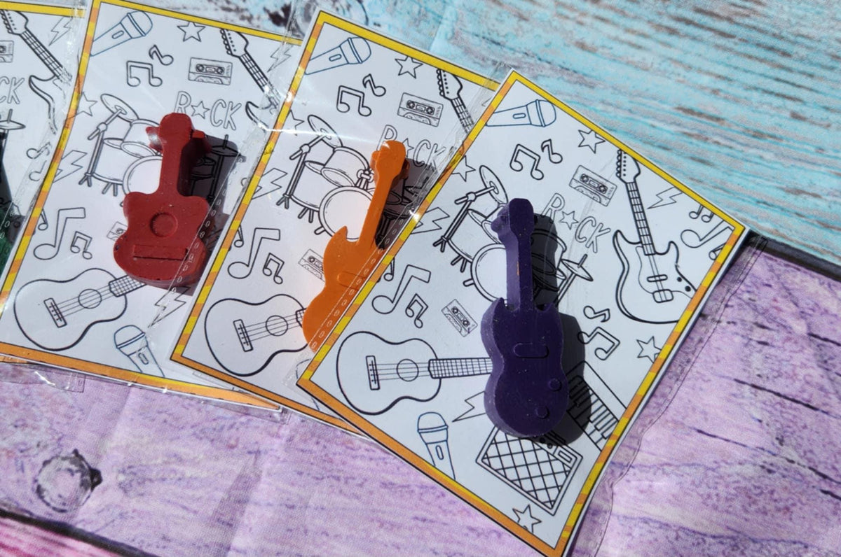 Guitar Crayon Party Favors: Rock n Roll Birthday, Music Theme