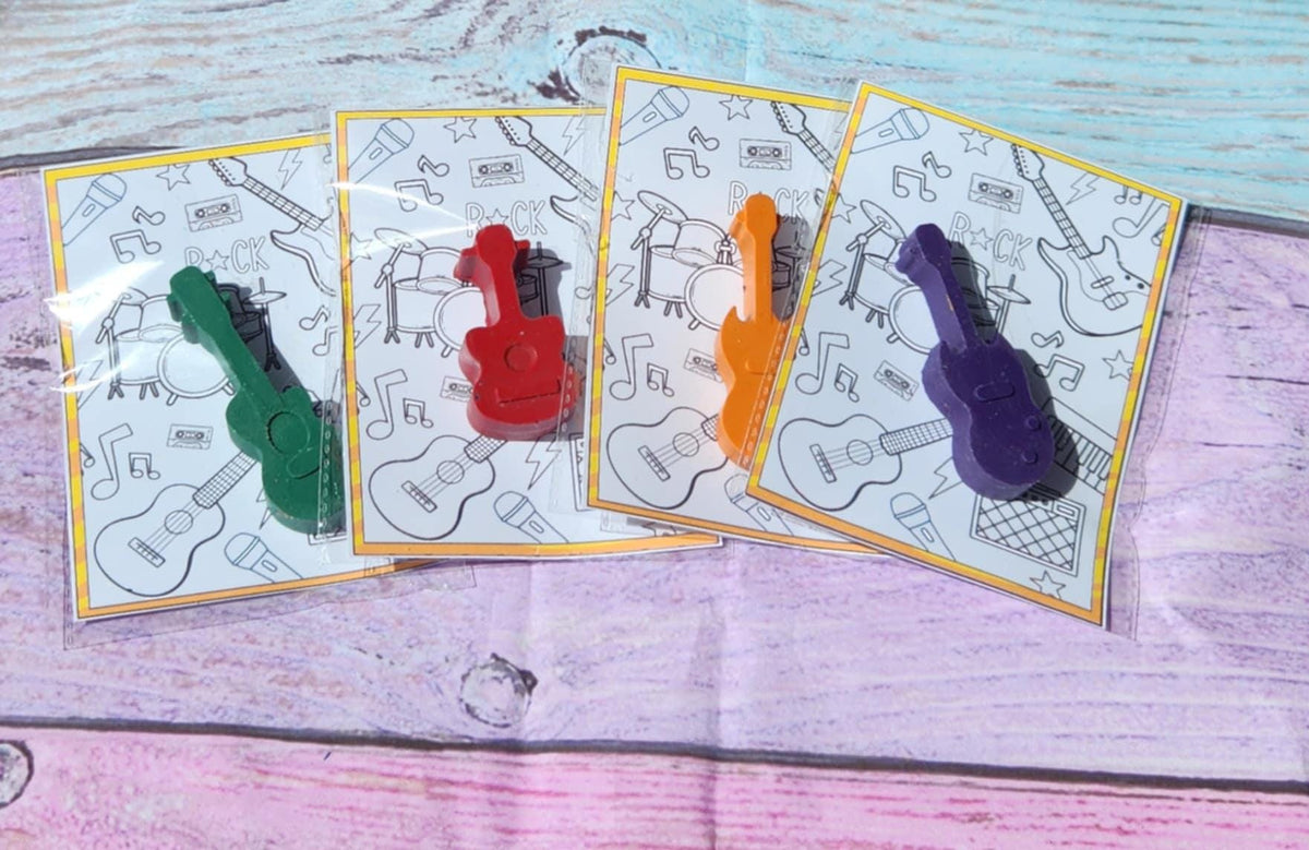 Guitar Crayon Party Favors: Rock n Roll Birthday, Music Theme