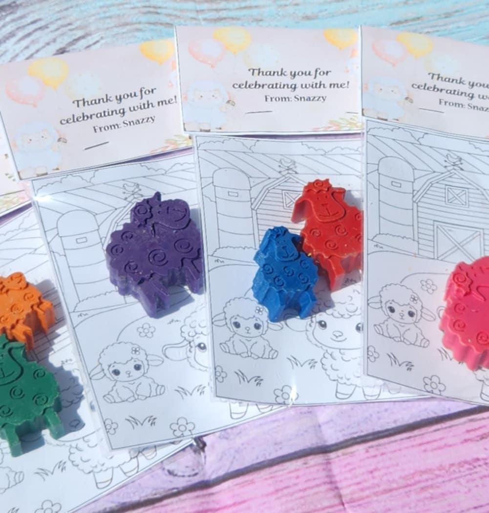 Lamb Crayons Party Favors: Farm Animal Coloring Page