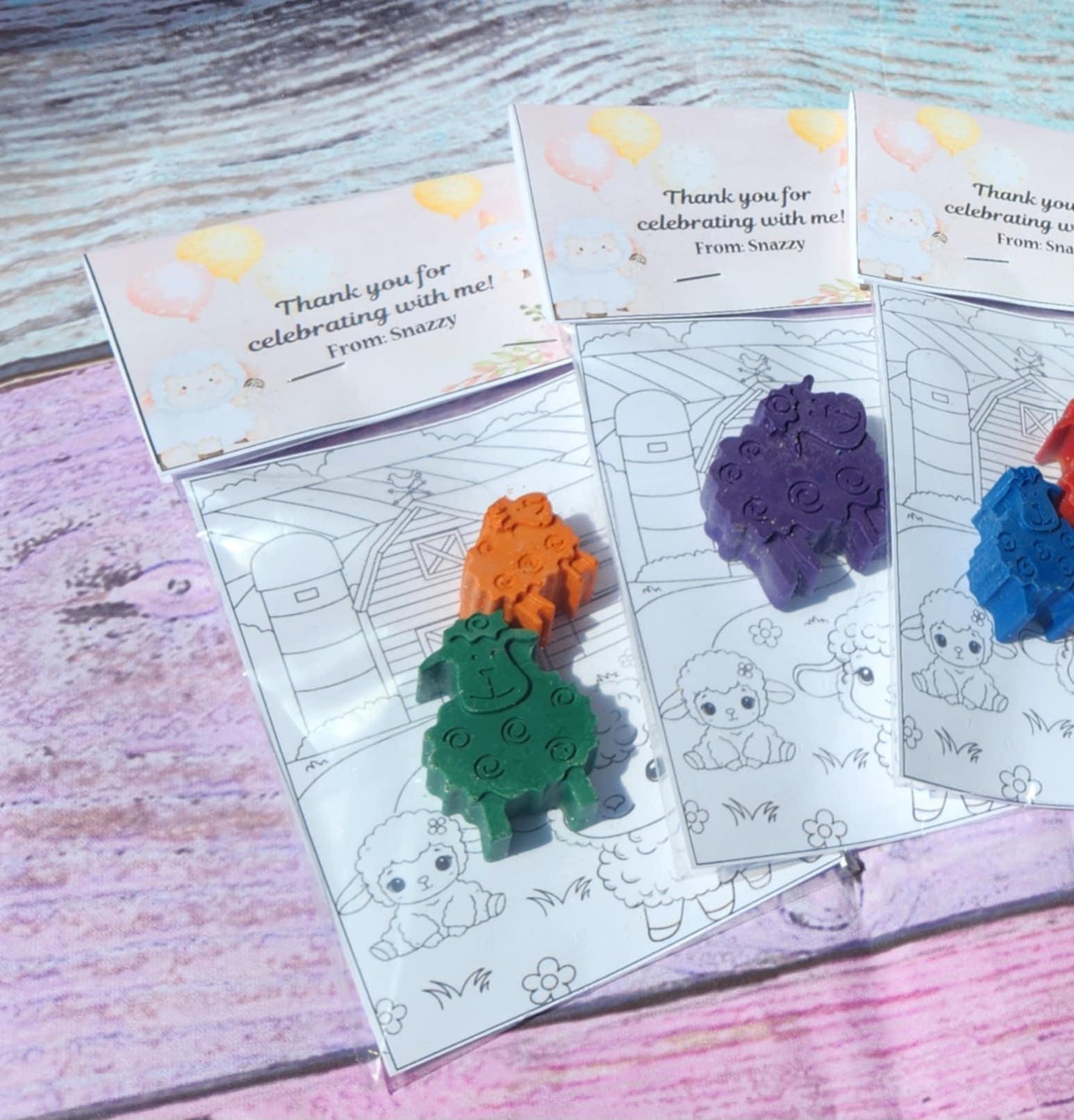 Lamb Crayons Party Favors: Farm Animal Coloring Page