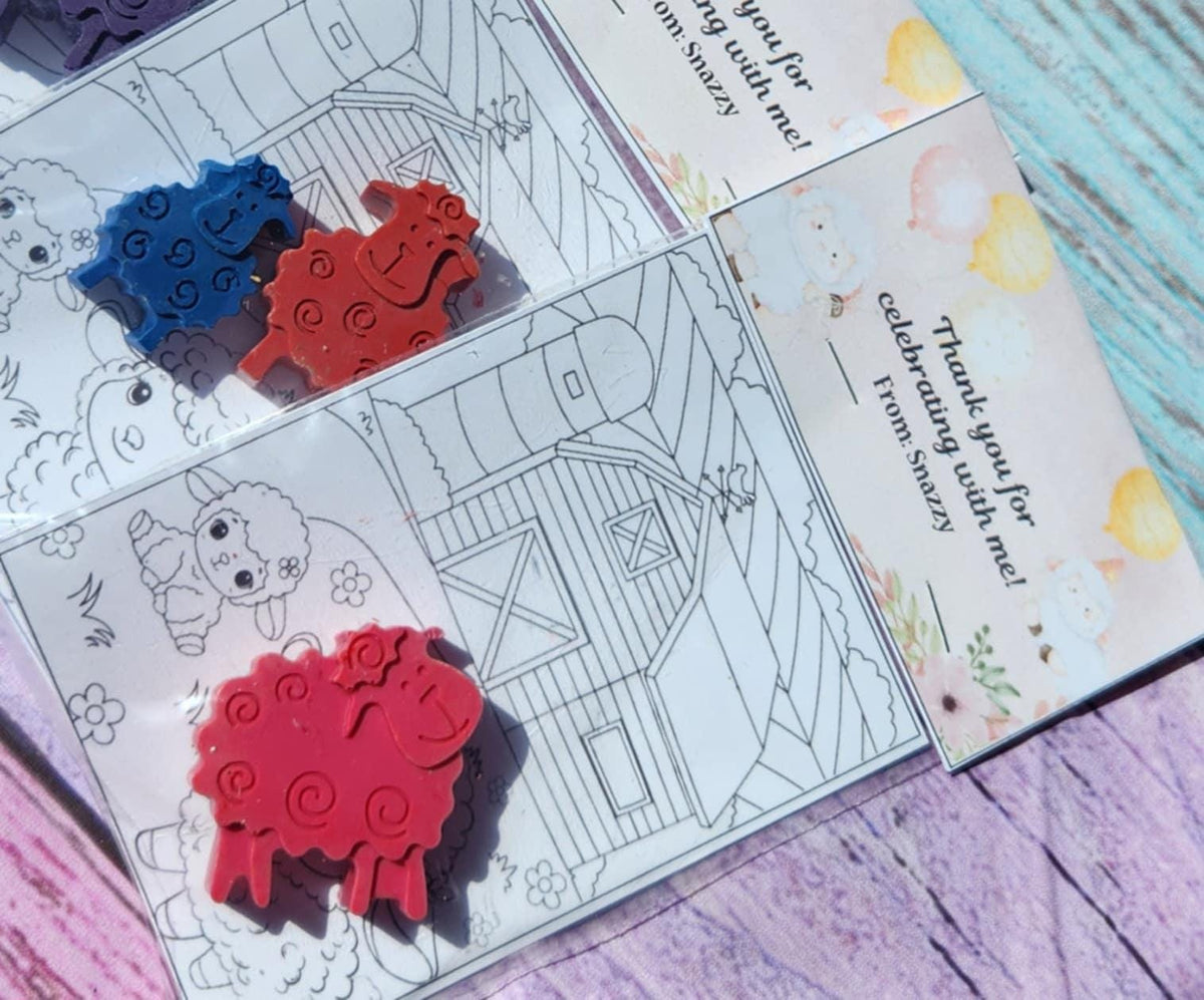 Lamb Crayons Party Favors: Farm Animal Coloring Page