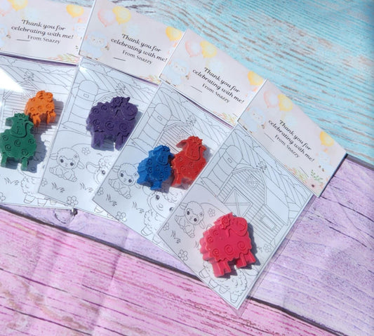 Lamb Crayons Party Favors: Farm Animal Coloring Page