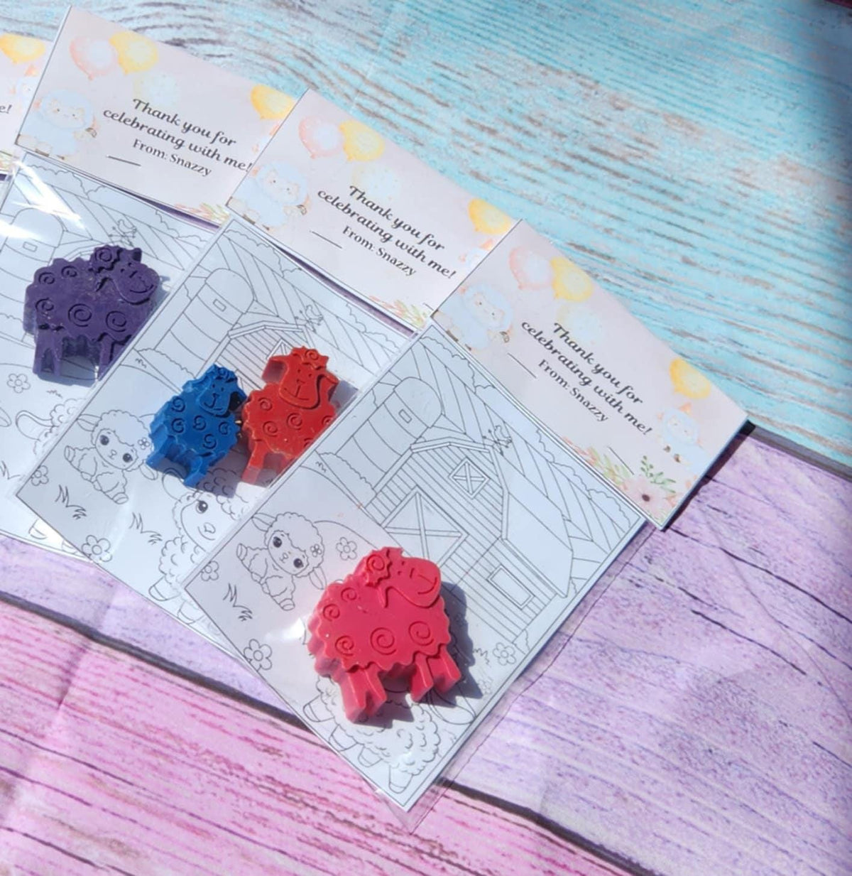 Lamb Crayons Party Favors: Farm Animal Coloring Page
