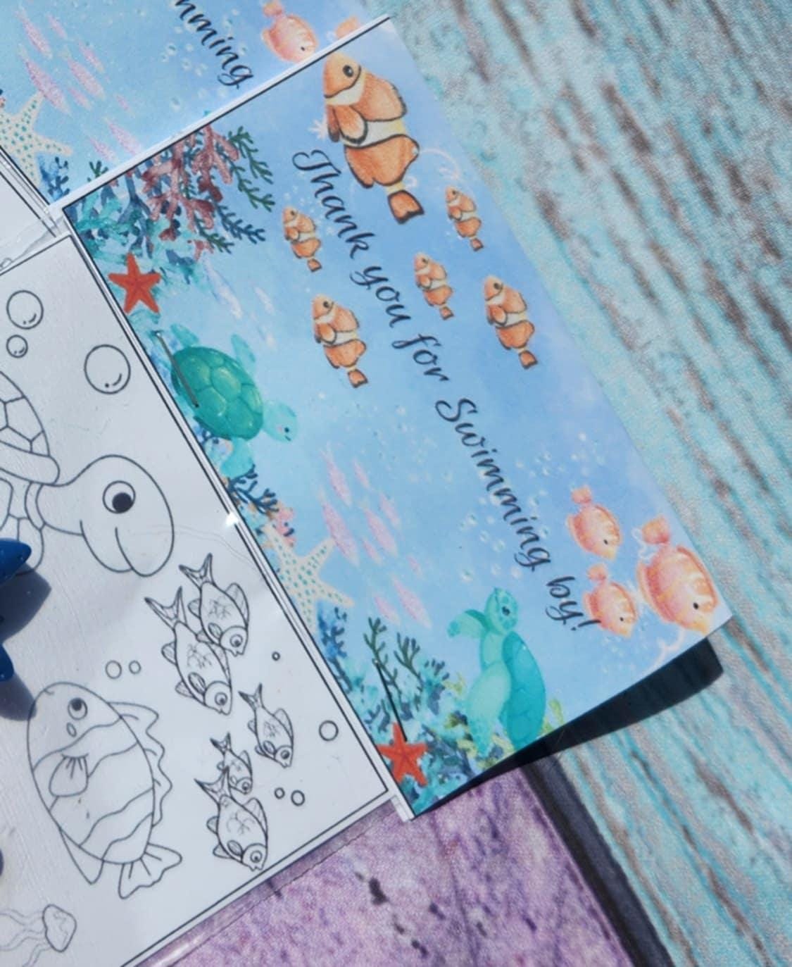 Swimming by Party Favor Coloring Kits | Ocean Themed Crayons | Birthday Party Favors | Thank You Favors | Kids Gift Bags