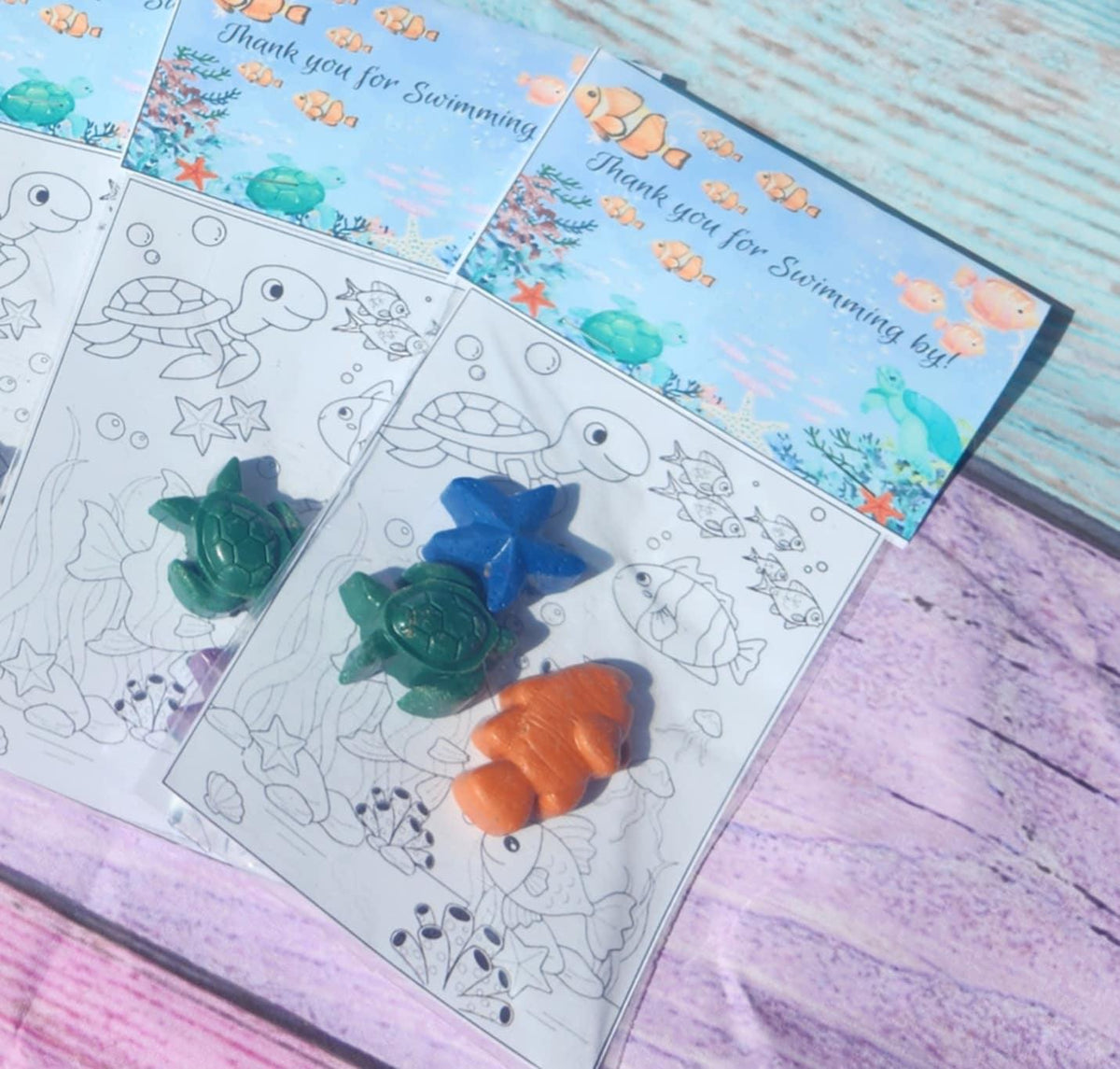 Swimming by Party Favor Coloring Kits | Ocean Themed Crayons | Birthday Party Favors | Thank You Favors | Kids Gift Bags