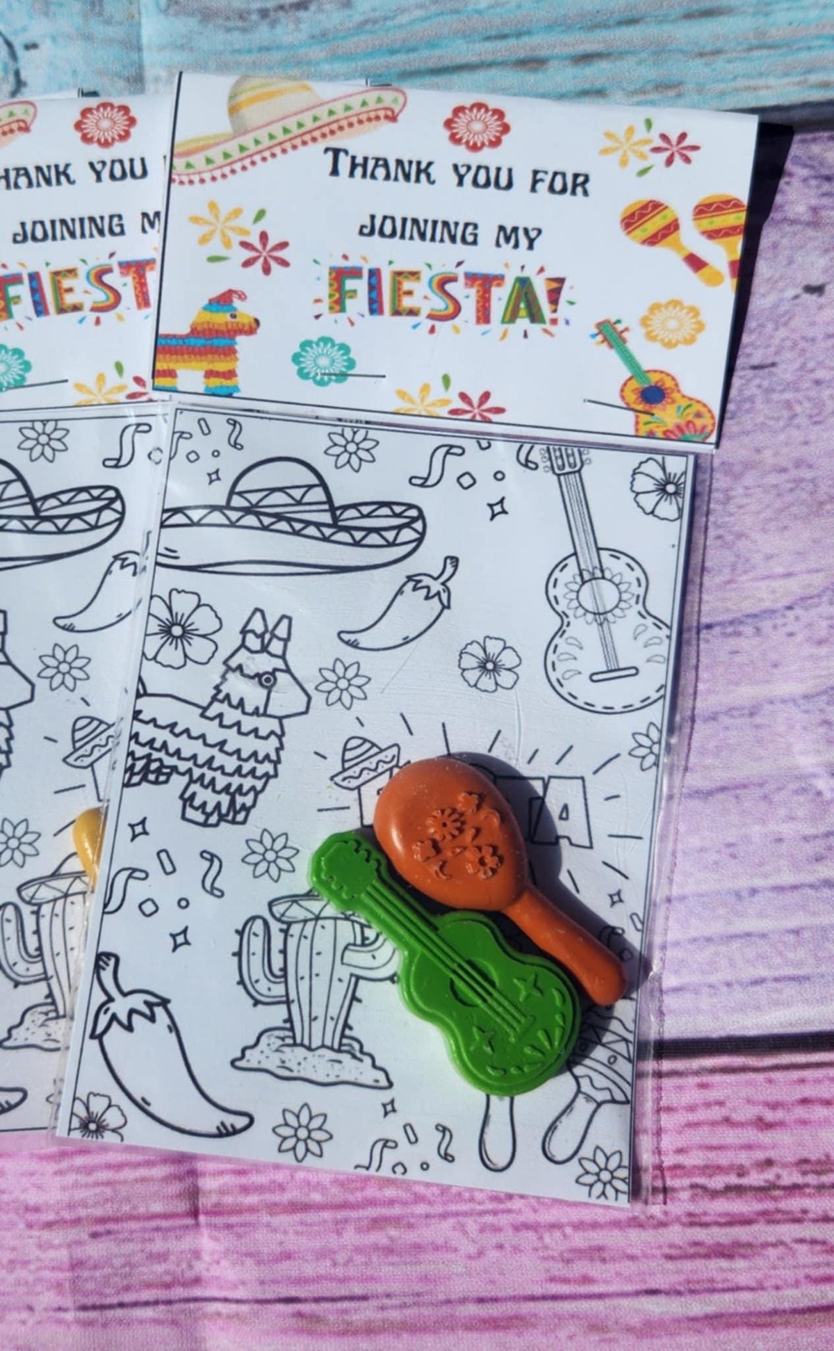 Fiesta Party Favor Coloring Kit: Maracas & Guitar Crayons