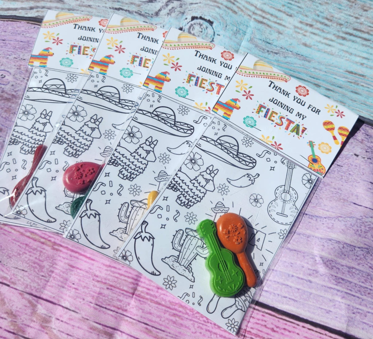 Fiesta Party Favor Coloring Kit: Maracas & Guitar Crayons