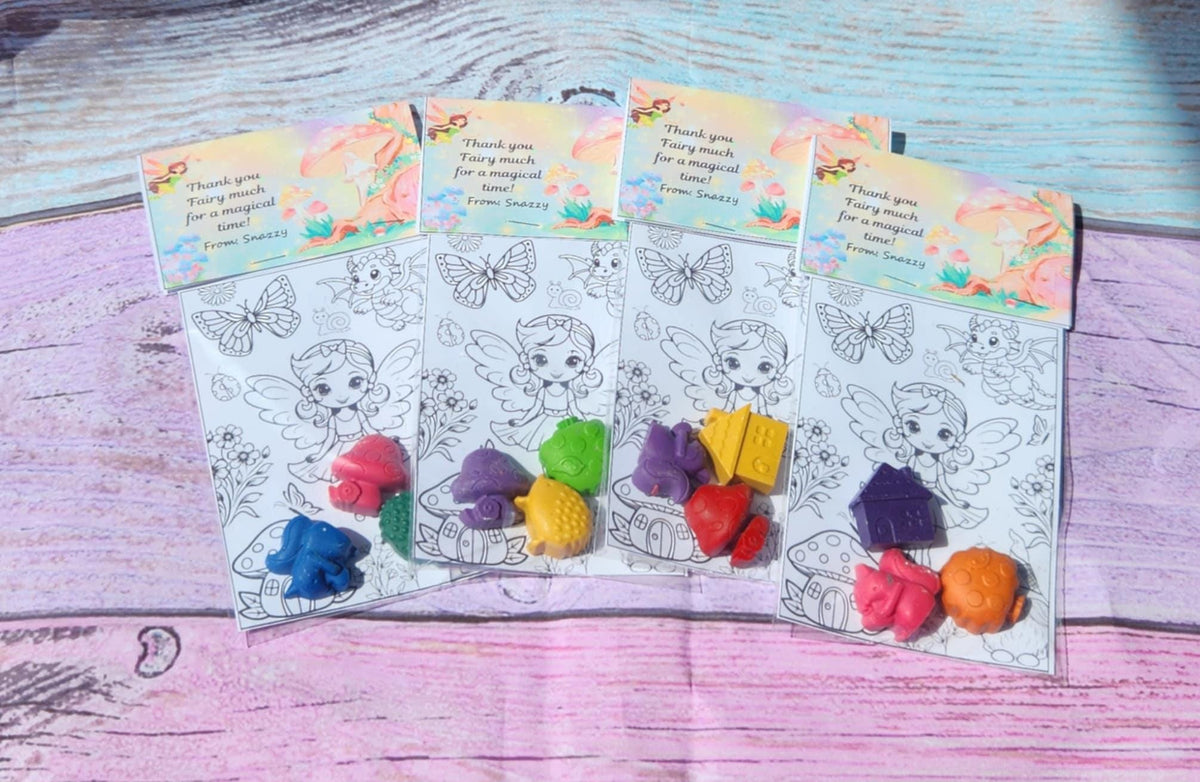 Fairy Party Favor: Crayon Kit with Coloring Page
