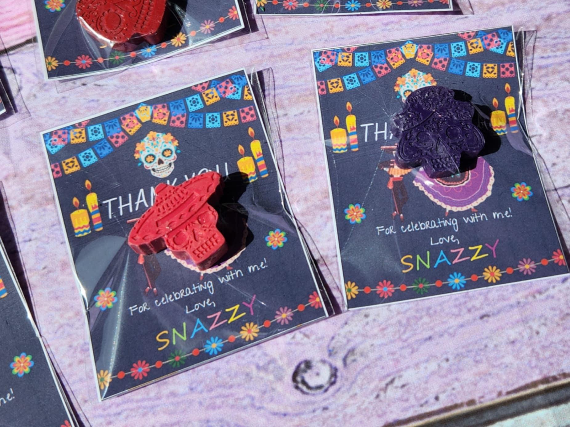 Sugar Skull Crayon Thank You Cards – Party Favors – Day of the Dead Gifts – Crayon Goodie Bags – Colorful Kids Party Favors – Birthday Favor