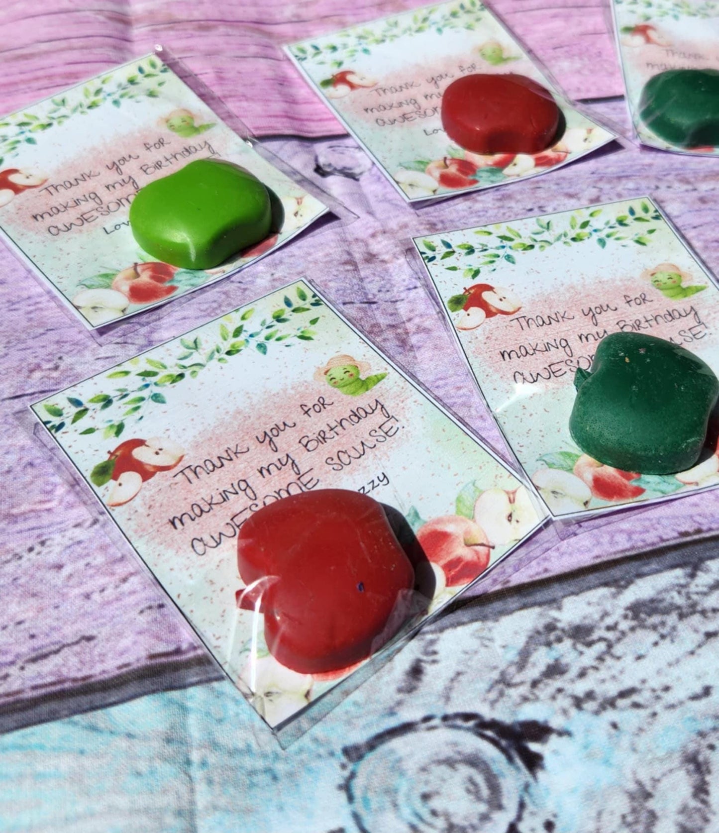 Apple Thank You Cards with Crayons | Party Favors | Goodie Bag Fillers | Teacher Gifts | Class Favors | Birthday Party Favors