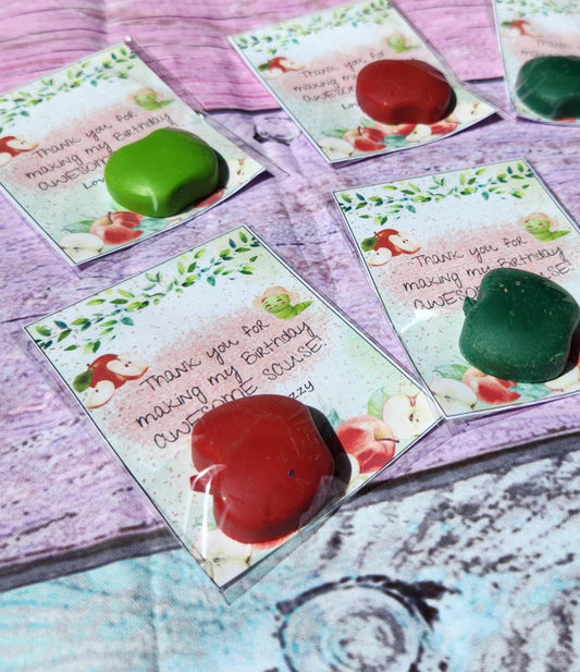 Apple Thank You Cards with Crayons | Party Favors | Goodie Bag Fillers | Teacher Gifts | Class Favors | Birthday Party Favors