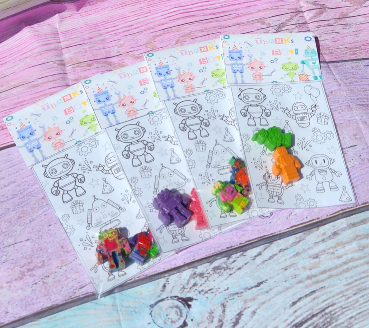Girl-Themed Robot Coloring Kit with Crayons | Robot Birthday Party Favors | Robot for Girls | STEM Party Goodie Bags | Robot Party Fillers