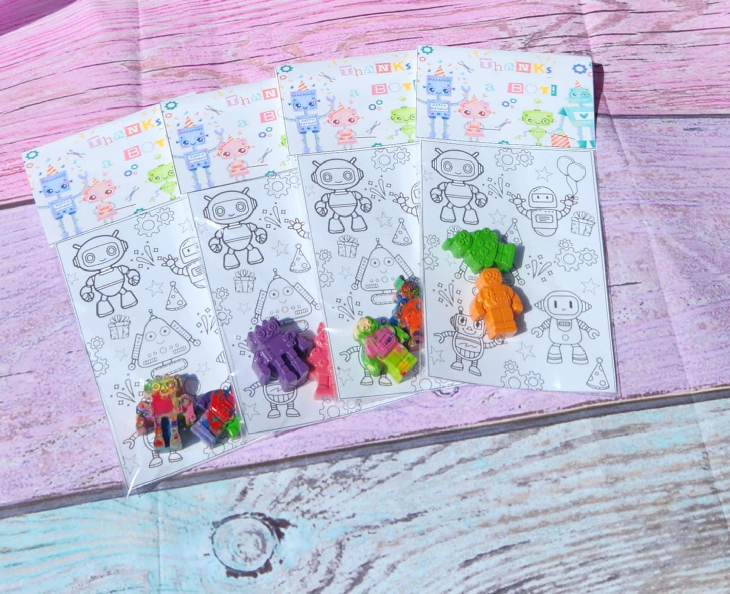 Girl-Themed Robot Coloring Kit with Crayons | Robot Birthday Party Favors | Robot for Girls | STEM Party Goodie Bags | Robot Party Fillers