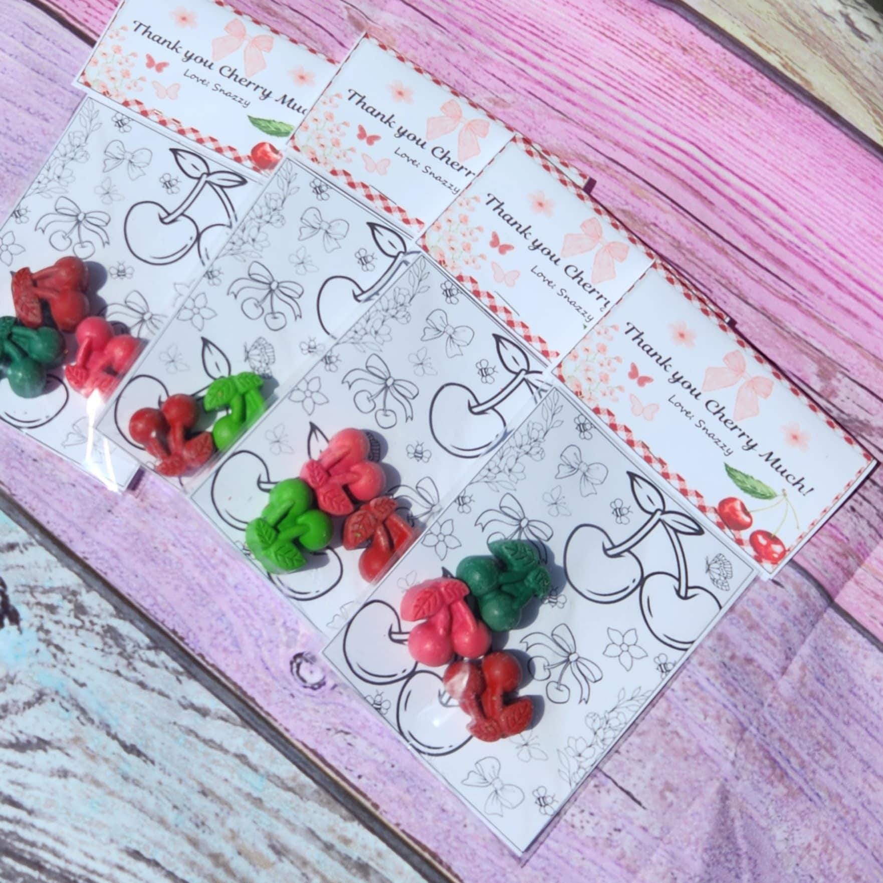 Cherry Coloring Kit with Crayons | Thank You Cherry Much Party Favors | Fruit-Themed Birthday Goodie Bags | Custom Crayon Gift for Kids