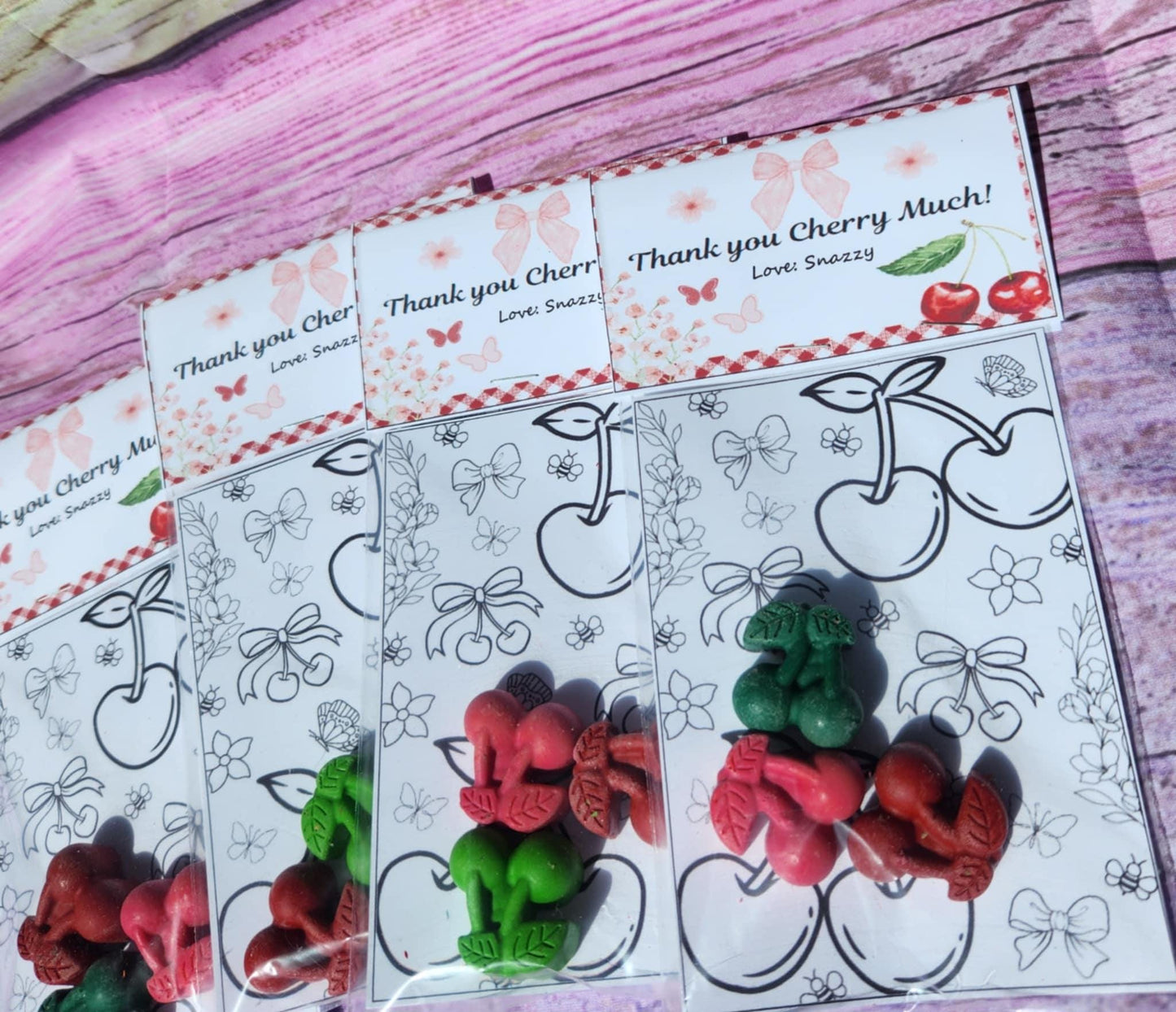 Cherry Coloring Kit with Crayons | Thank You Cherry Much Party Favors | Fruit-Themed Birthday Goodie Bags | Custom Crayon Gift for Kids