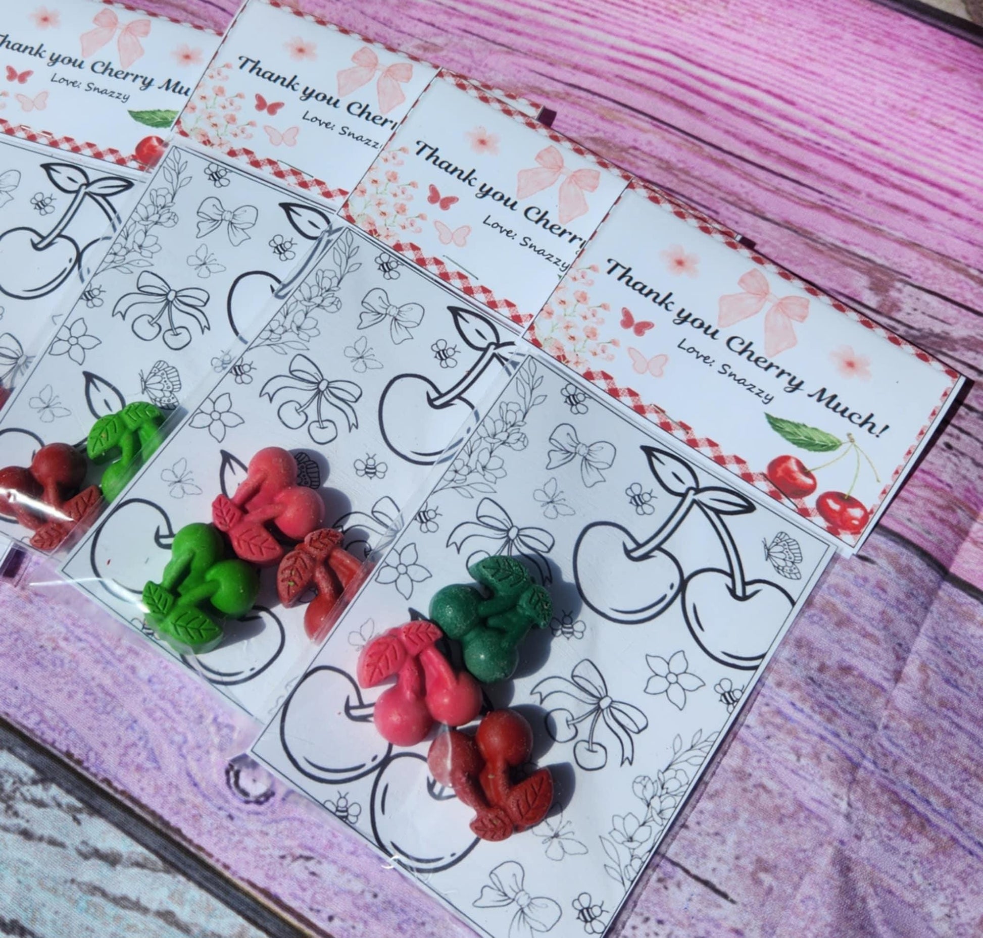 Cherry Coloring Kit with Crayons | Thank You Cherry Much Party Favors | Fruit-Themed Birthday Goodie Bags | Custom Crayon Gift for Kids