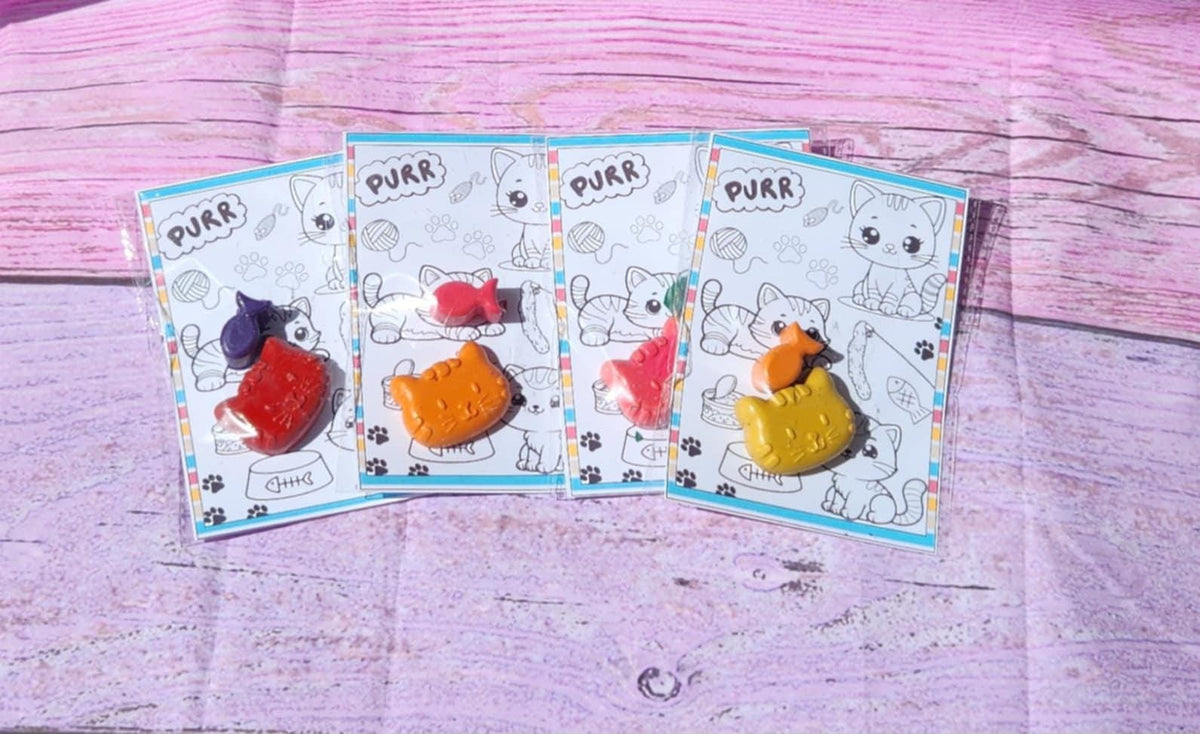 Kitty Coloring Kit | Cat Party Favors | Cat Crayons | Kids Goodie Bags | Coloring Pack for Kids | DIY Cat Craft Kit | Cat Birthday Gift