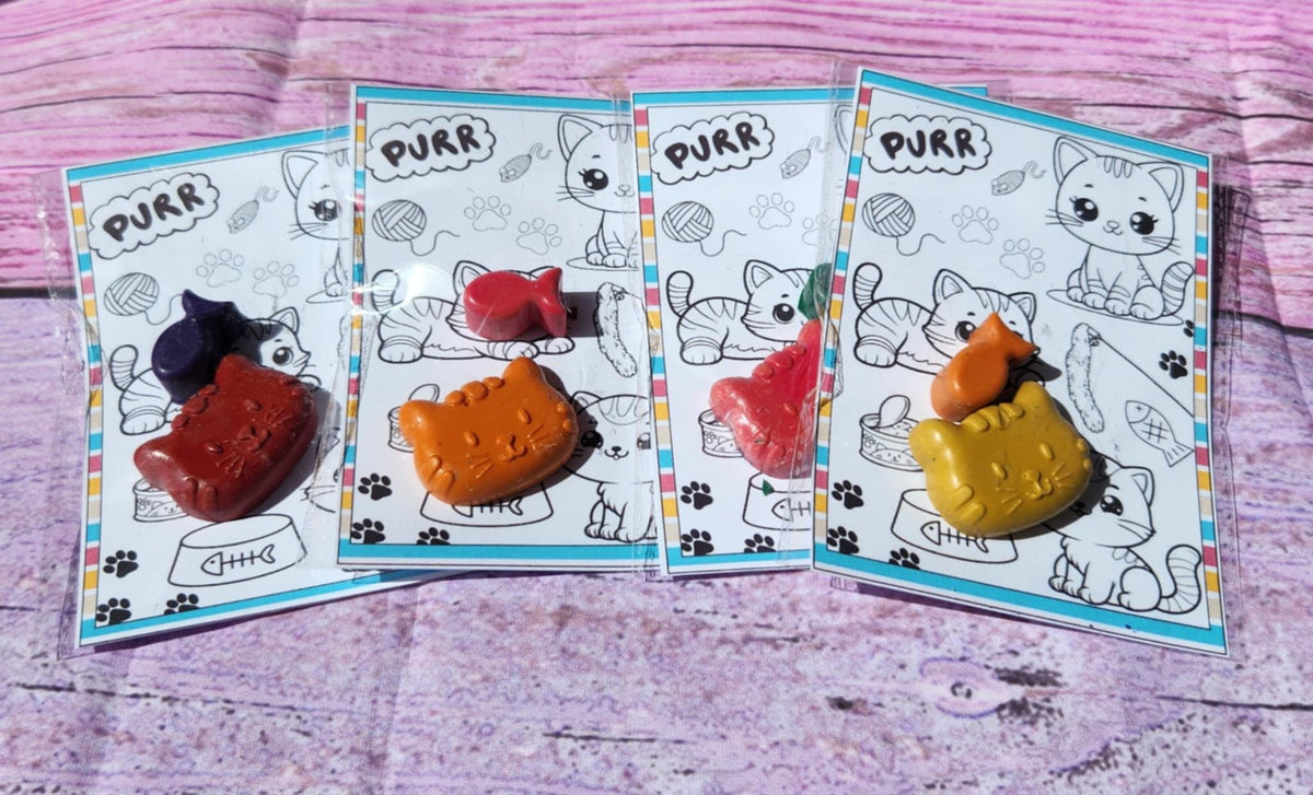 Kitty Coloring Kit | Cat Party Favors | Cat Crayons | Kids Goodie Bags | Coloring Pack for Kids | DIY Cat Craft Kit | Cat Birthday Gift