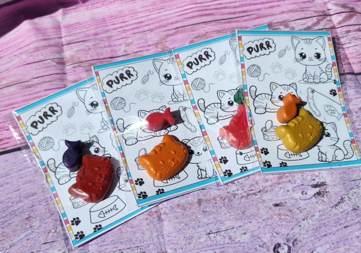 Kitty Coloring Kit | Cat Party Favors | Cat Crayons | Kids Goodie Bags | Coloring Pack for Kids | DIY Cat Craft Kit | Cat Birthday Gift