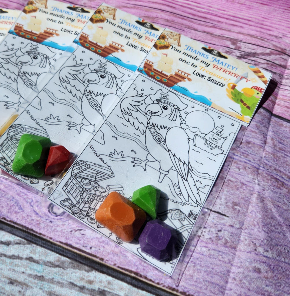 Pirate Coloring Kit with Gem Crayons | Pirate Birthday Party Favors | Treasure Goodie Bag Fillers | Pirate Crayons | Kids Party Activities