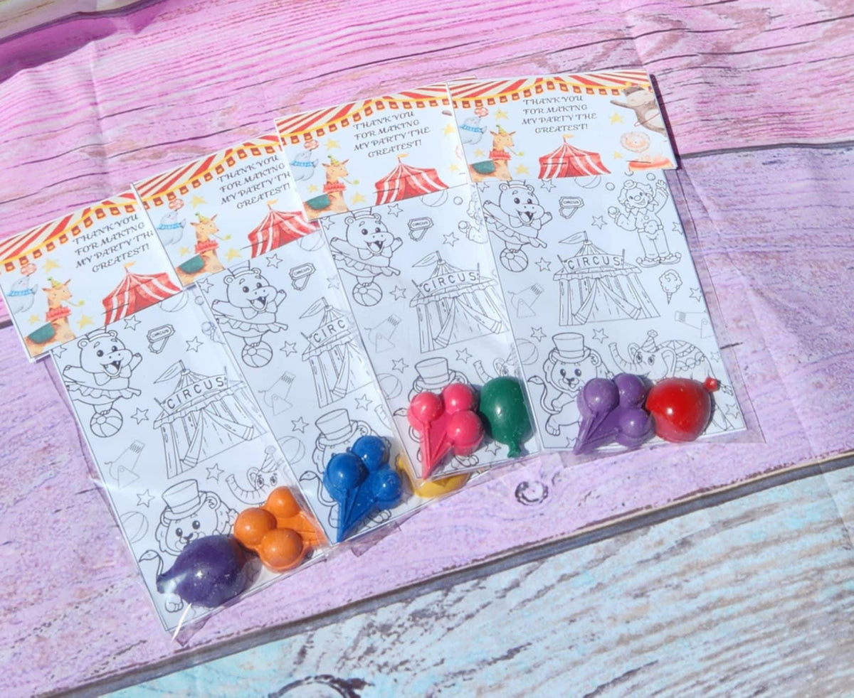 Circus Party Favor Coloring Kit with Crayons | Carnival Birthday Goodie Bag | Non-Candy Party Favor | Circus Theme | Kids Party Activity