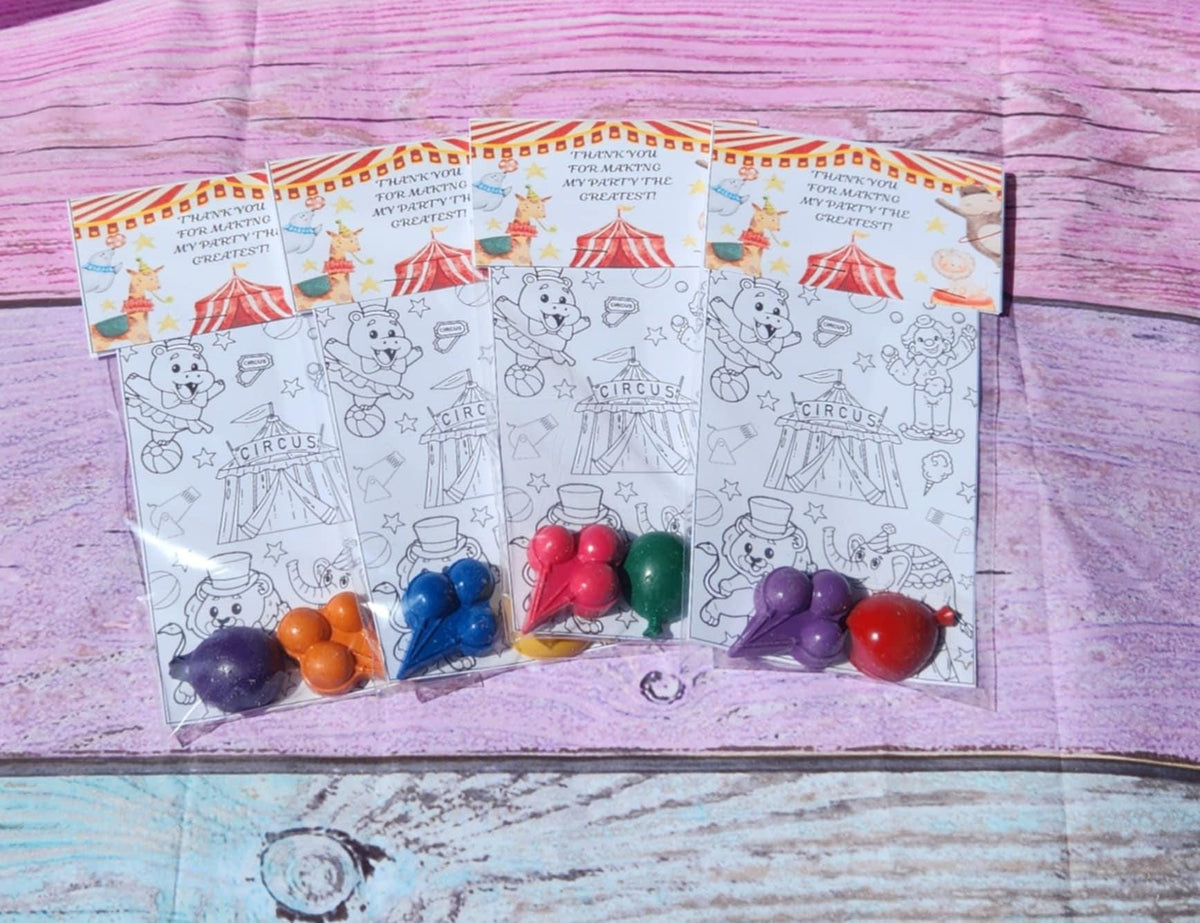 Circus Party Favor Coloring Kit with Crayons | Carnival Birthday Goodie Bag | Non-Candy Party Favor | Circus Theme | Kids Party Activity