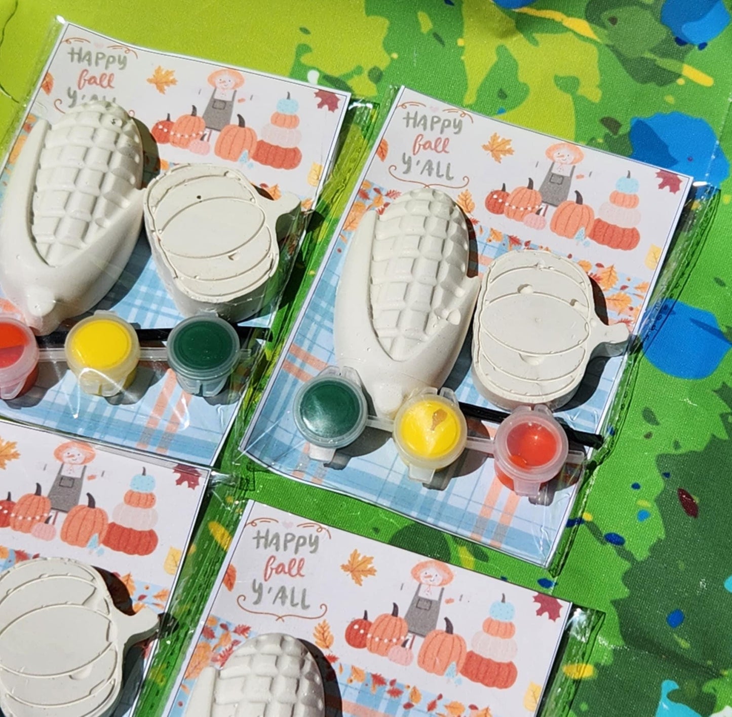 Corn & Pumpkin DIY Paint Kit – Thanksgiving Kids Craft – Fall Party Favor – Plaster Painting Activity – Autumn Gift – Paint Your Own