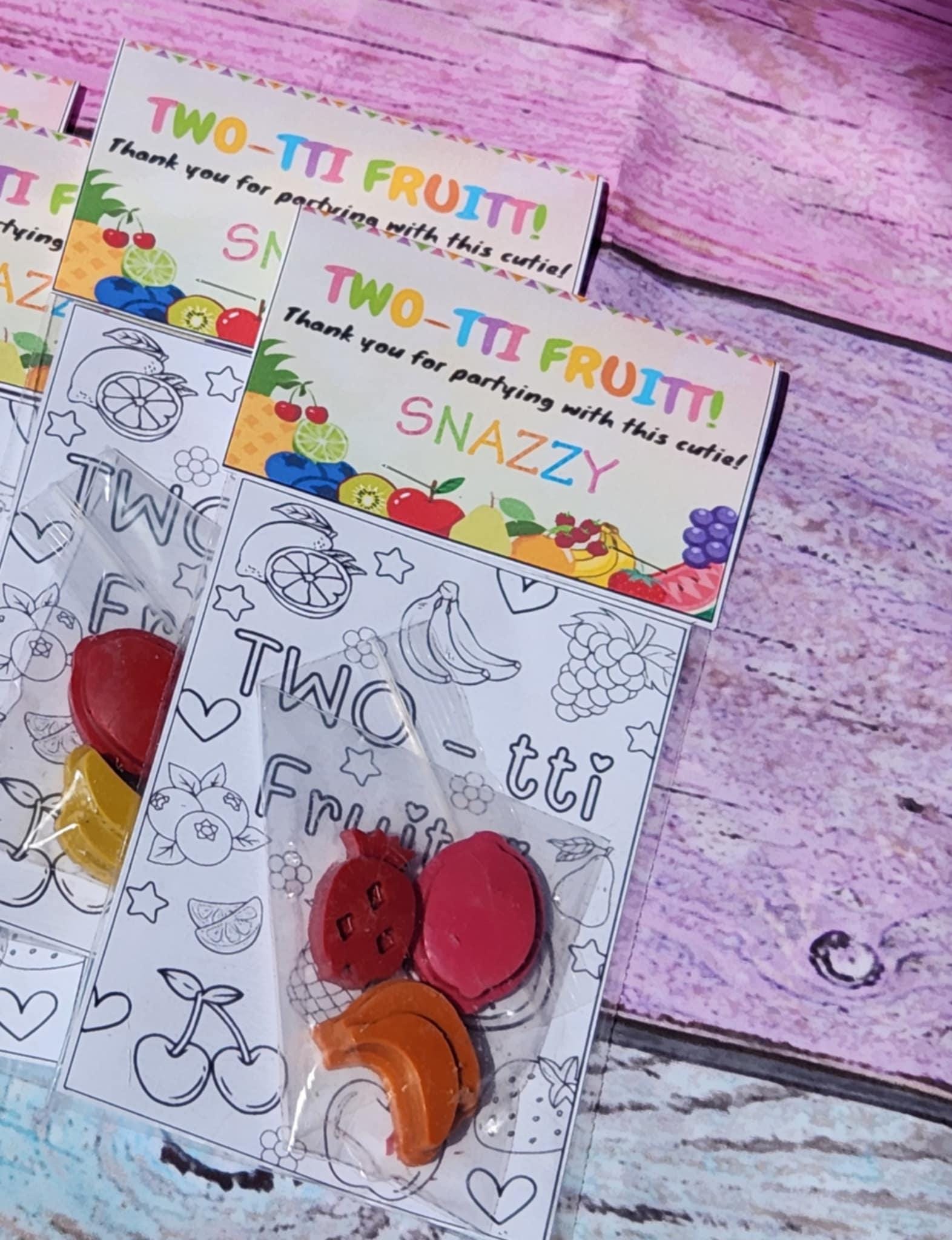 Twotti Fruitti Party Favor – Fruit Crayon Coloring Kit for Kids – Birthday Activity – 2nd Birthday Favor – Personalized Fruity Topper