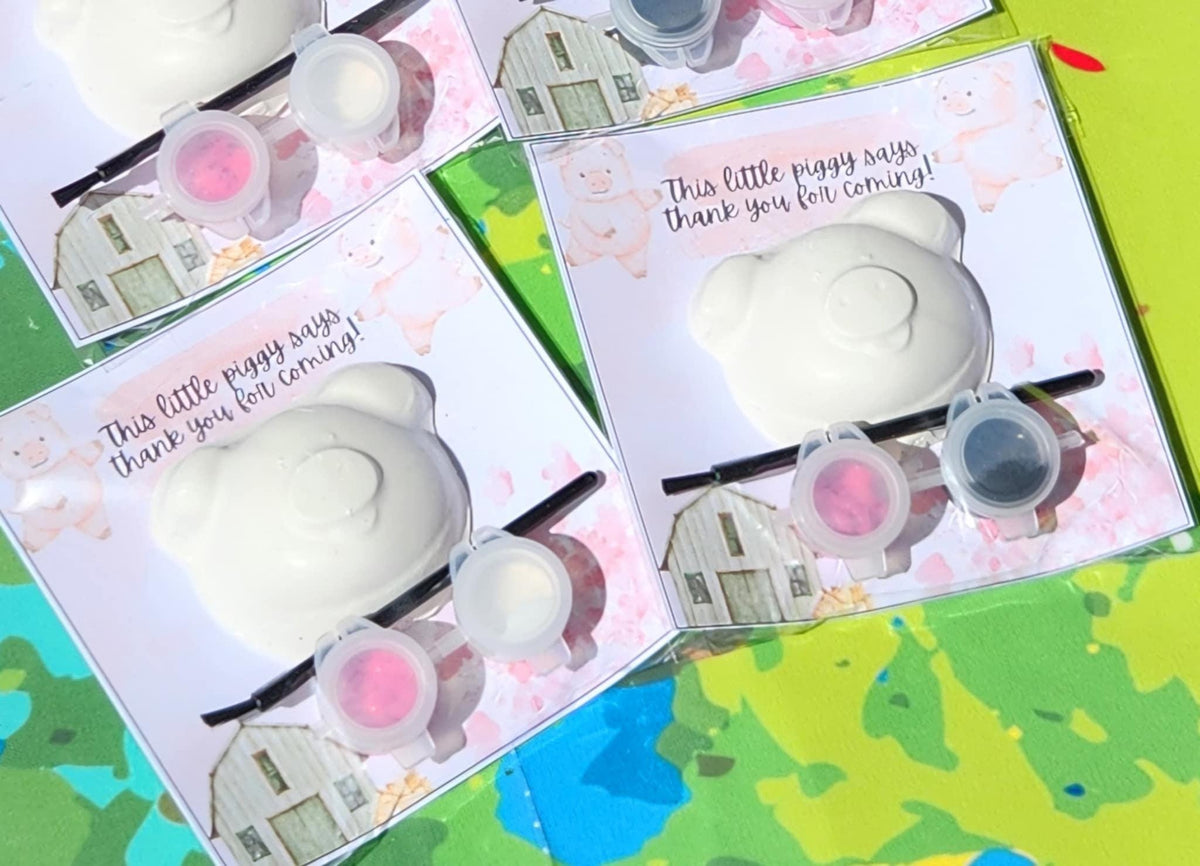 Pig Paint Your Own Kit | Barnyard Party Favor | Farm Animal Birthday | DIY Pig Craft for Kids | Personalized Crayons | Pig Birthday Activity