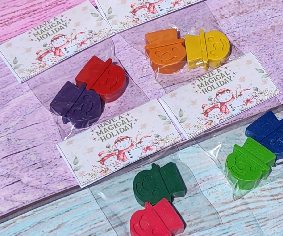 Snowman Crayons – Winter Party Favors for Kids – Christmas Classroom Gifts – Holiday Crayon Bag – Non-Toxic & Fun Stocking Stuffer