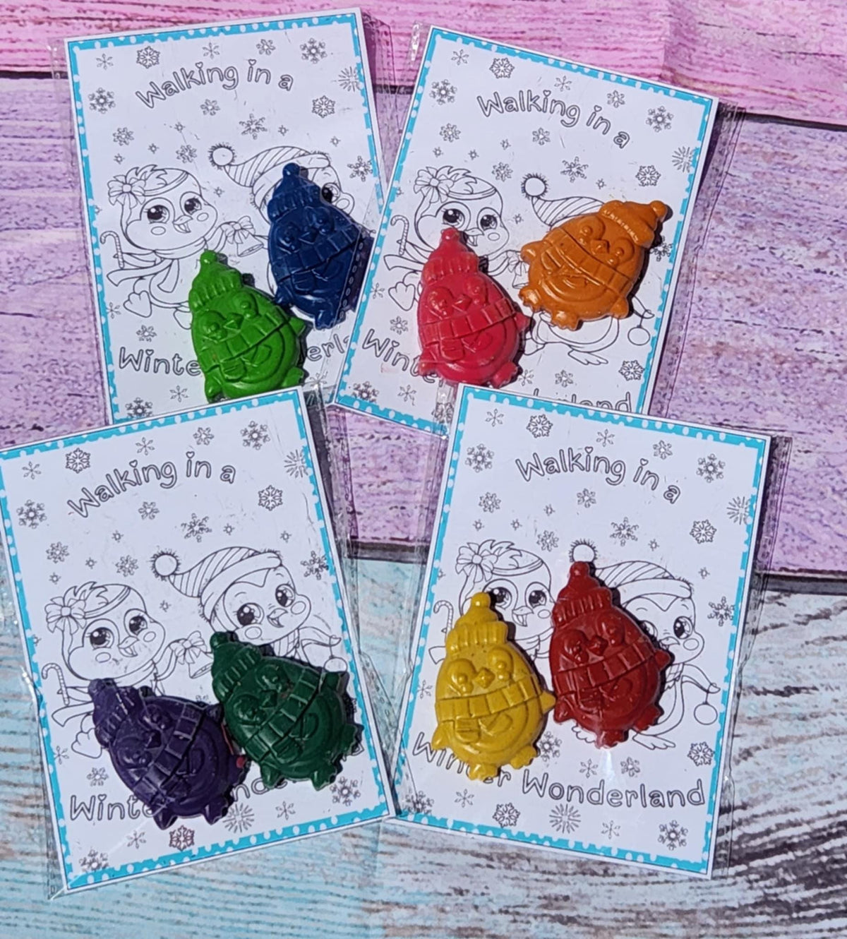 Penguin Crayon and Coloring Kit – Christmas Party Favors for Kids – Holiday Crayon Gift – Penguin Coloring Page – Non-Toxic Crayons