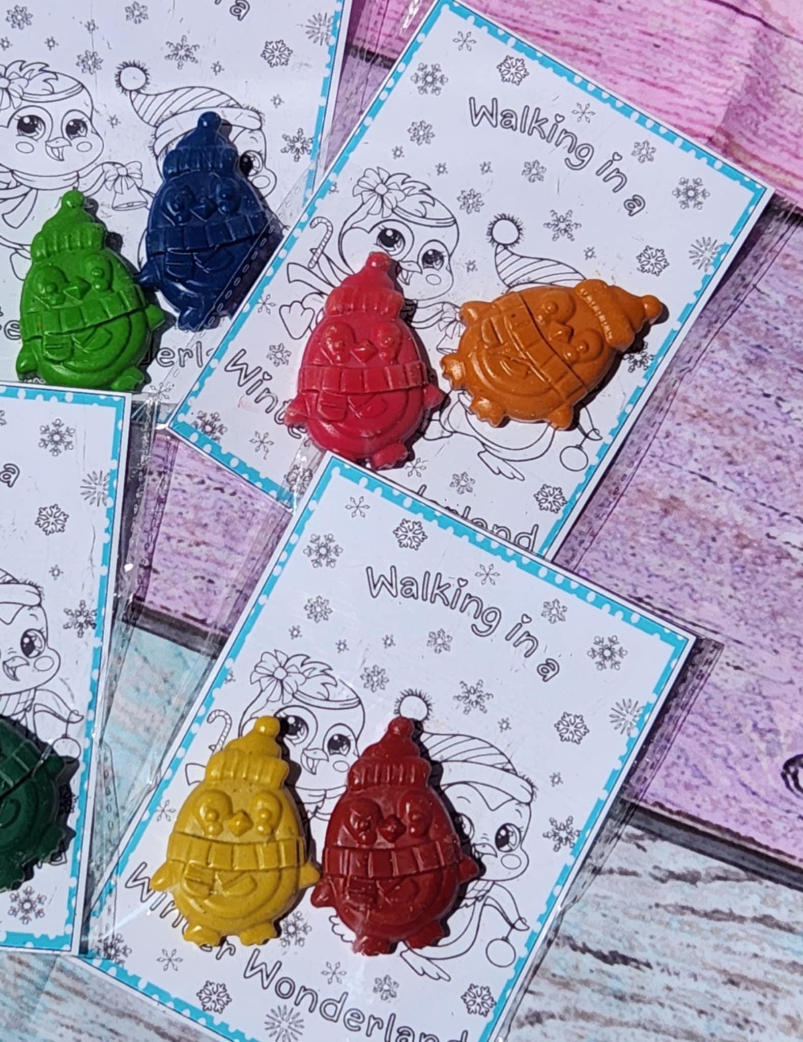 Penguin Crayon and Coloring Kit – Christmas Party Favors for Kids – Holiday Crayon Gift – Penguin Coloring Page – Non-Toxic Crayons