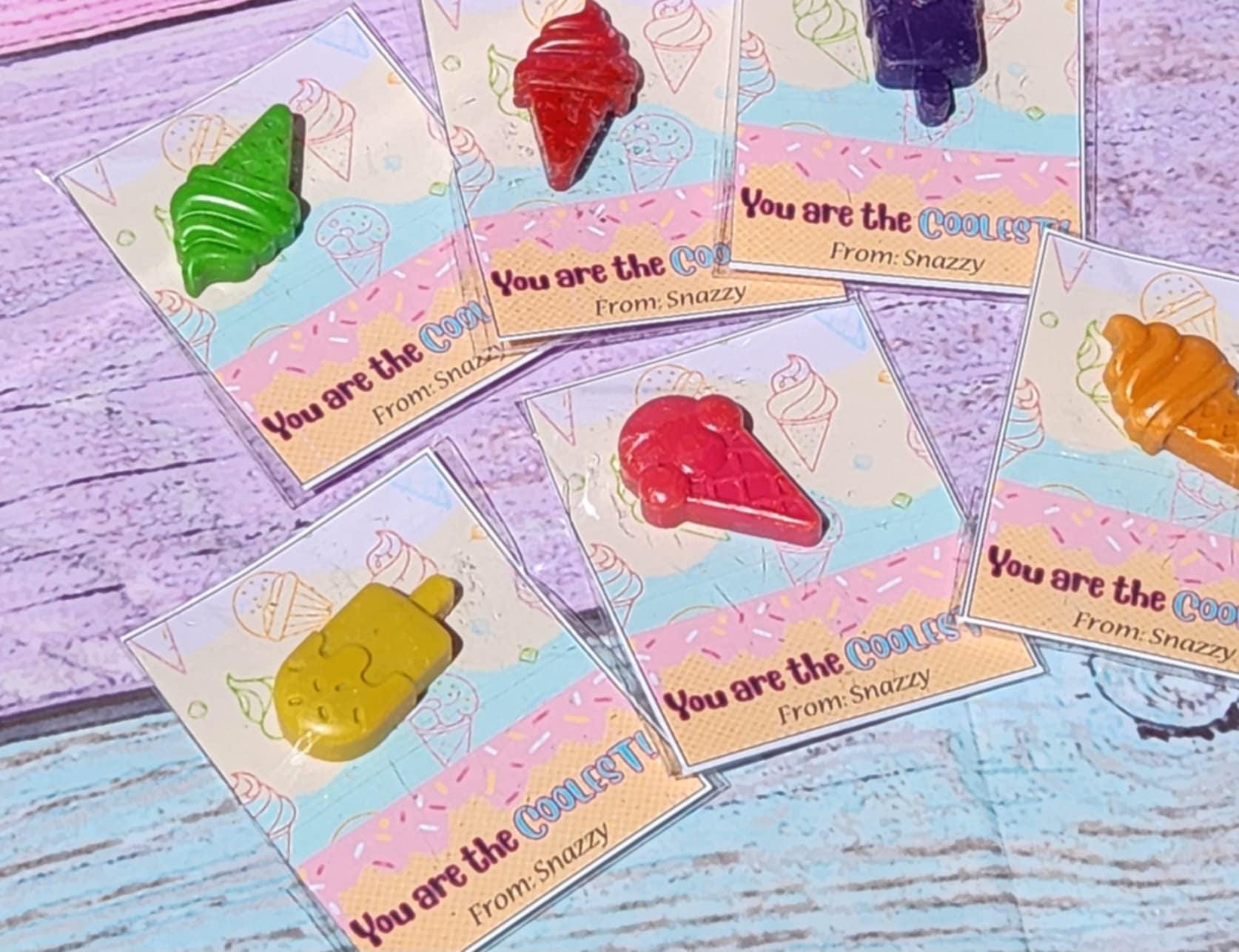 Ice Cream Valentine Cards with Non-Toxic Crayon: Kids Party Favors