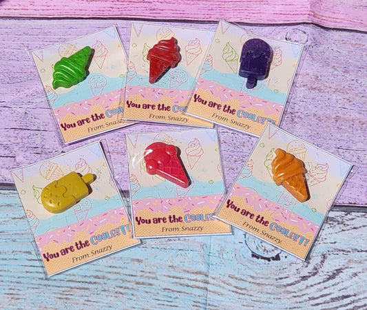 Ice Cream Valentine Cards with Non-Toxic Crayon: Kids Party Favors